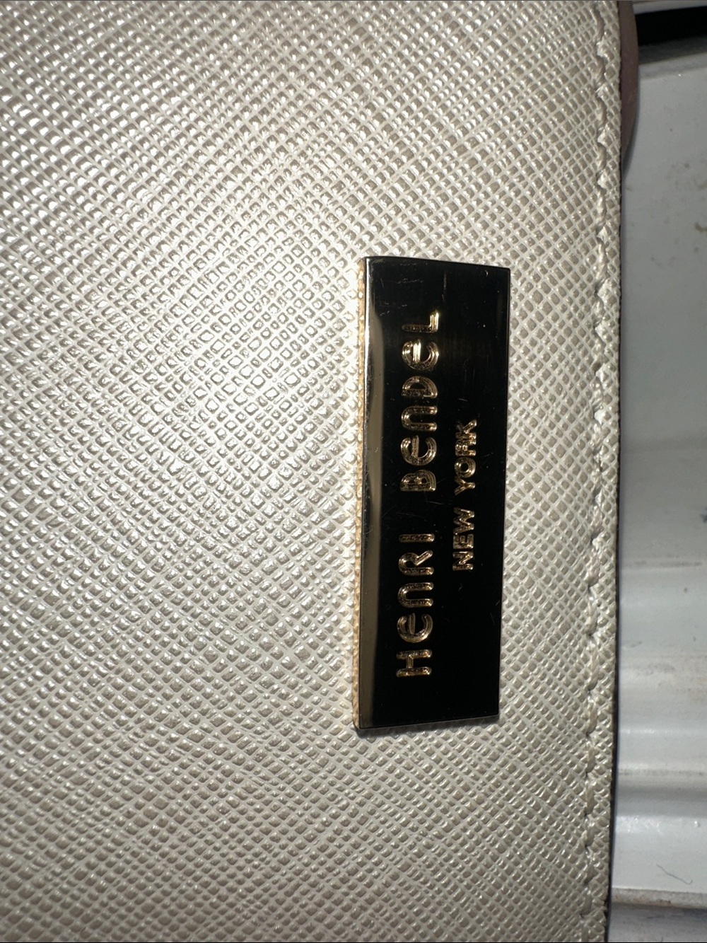 Authentic Henri Bendel Ivory Saffiano Fold Wallet with Gold Plaque - Picture 9 of 9